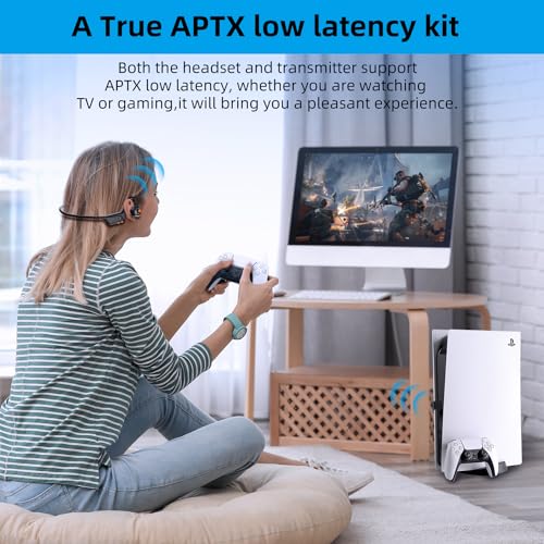 ZIOCOM Air Conduction Headphone, Open Ear Headphone with Mic and Noise Canceling, aptX-LL Bluetooth Wireless Headset with USB-A Dongle, Compatible with PS4/PS5/PC/Online Meeting（Not for Teams） - Image 3