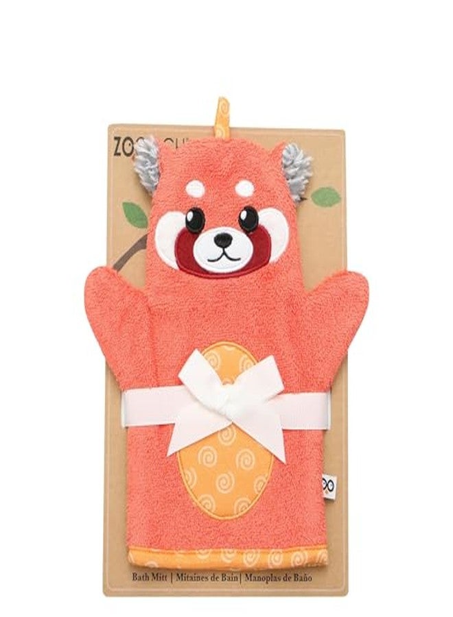 ZOOCCHINI Baby Bath Mitt - Ultra-Soft Washcloth Glove, 100% Cotton Snow Terry, Designed in The USA 1 Mitt/Pack (Remi The Red Panda) - Image 2