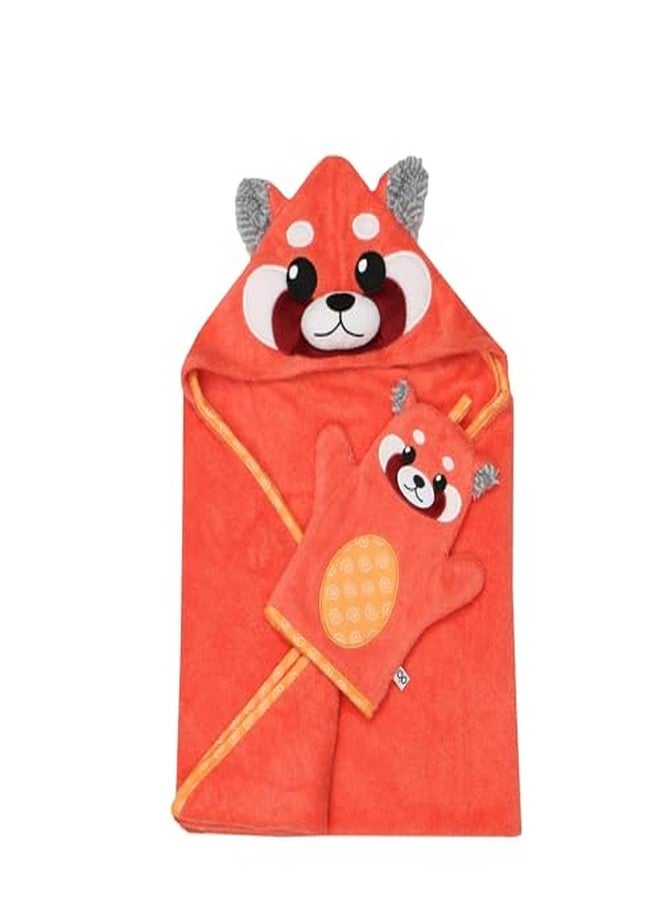 ZOOCCHINI Baby Bath Mitt - Ultra-Soft Washcloth Glove, 100% Cotton Snow Terry, Designed in The USA 1 Mitt/Pack (Remi The Red Panda) - Image 3