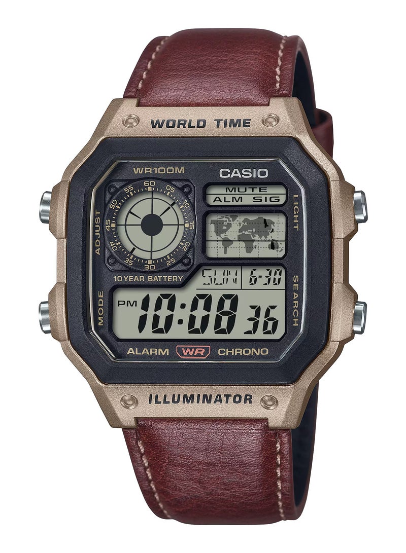كاسيو Casio AE-1200WHL-5AVEF Men's Digital Leather Watch - Image 1