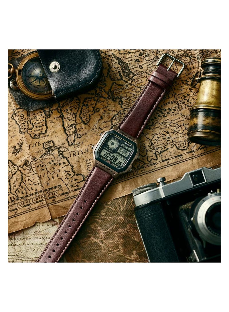 كاسيو Casio AE-1200WHL-5AVEF Men's Digital Leather Watch - Image 2