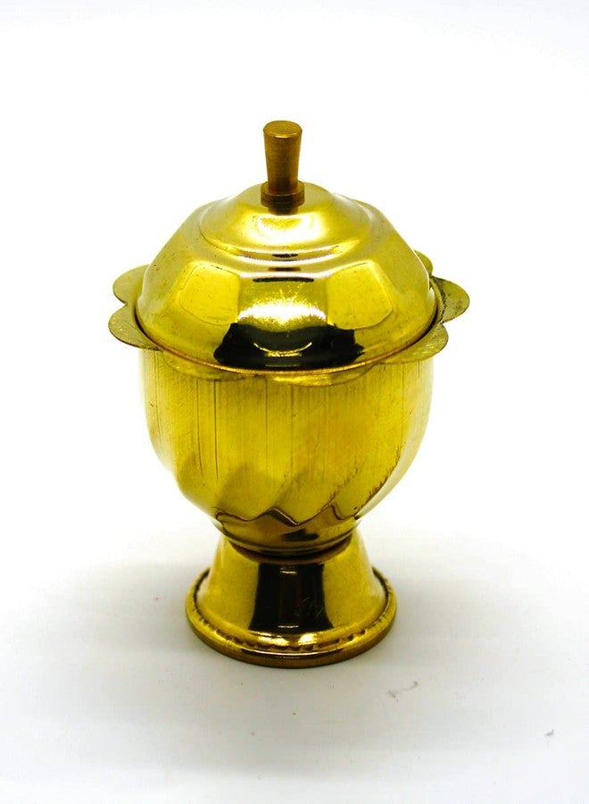 JDS Puja Articles Brass Handmade Traditional Beautiful Haldi kumkum Box for Pooja - kumkum Holder for Pooja (Medium) - Image 2