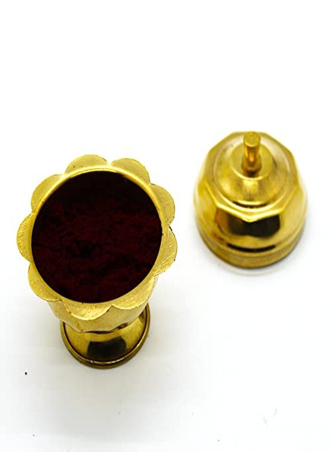 JDS Puja Articles Brass Handmade Traditional Beautiful Haldi kumkum Box for Pooja - kumkum Holder for Pooja (Medium) - Image 3