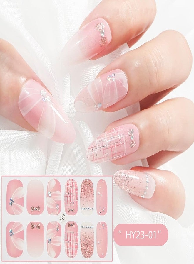 KRTBKR 6 Sheets Semi Cured Gel Nail Strips Stickers Flower Nail Wraps Nail Polish Strips Solid Color Nail Polish Spring Floral Gloss Nail Wraps Supplies Full Wrap Nail Polish Decals for Women Manicure Tips - Image 4