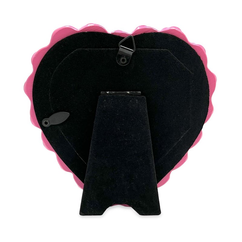 Isaac Jacobs 4x4 Dark Pink Glossy Frosting Heart-shaped Picture Frame with Easel & Hook for Tabletop & Wall Display, Decorative Art Design, Home DÃ©cor, Gallery Wall, Desktop Display (4x4, Dark Pink) - Image 3