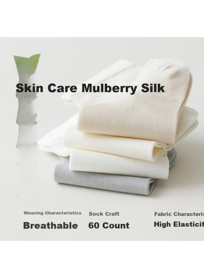 Liberal Ziyouxi Mulberry Silk Stockings For Women, Summer Thin Short Socks, Odor-resistant Seamless Mid-calf Socks, Breathable Ankle-length Silk Socks, Short Summer Style - Image 4