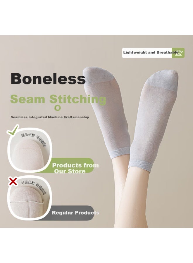 Liberal Ziyouxi Mulberry Silk Stockings For Women, Summer Thin Short Socks, Odor-resistant Seamless Mid-calf Socks, Breathable Ankle-length Silk Socks, Short Summer Style - Image 2
