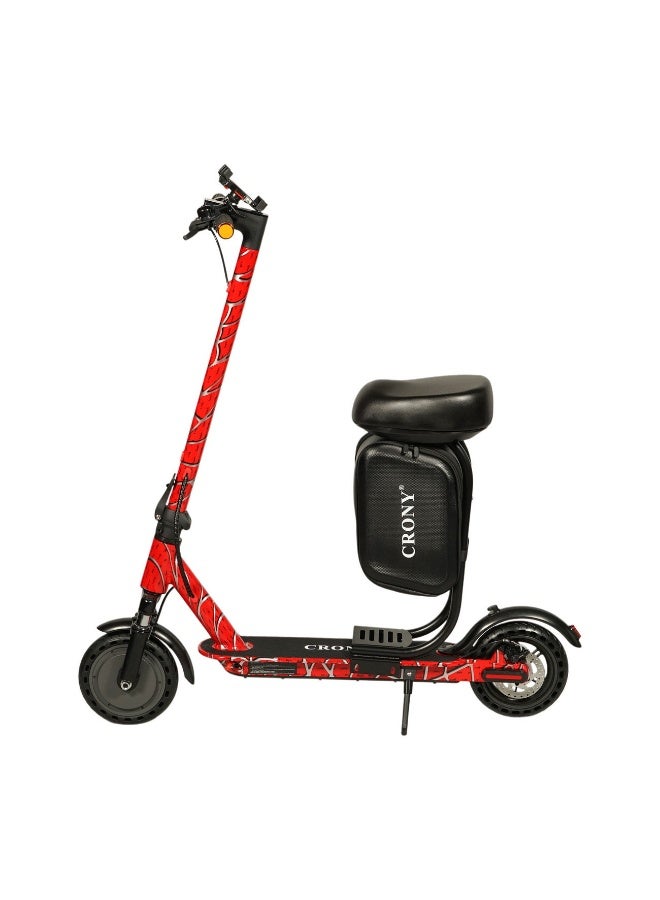 Crony سكوتر كهربائي CRONY XM M365 APP+SEAT 350 واط – 36 فولت / 7.8 أمبير، قابل للطي للمواصلات الحضرية مع اتصال بالتطبيق، مقعد وأضواء إشارة - العنكبوت الأحمر