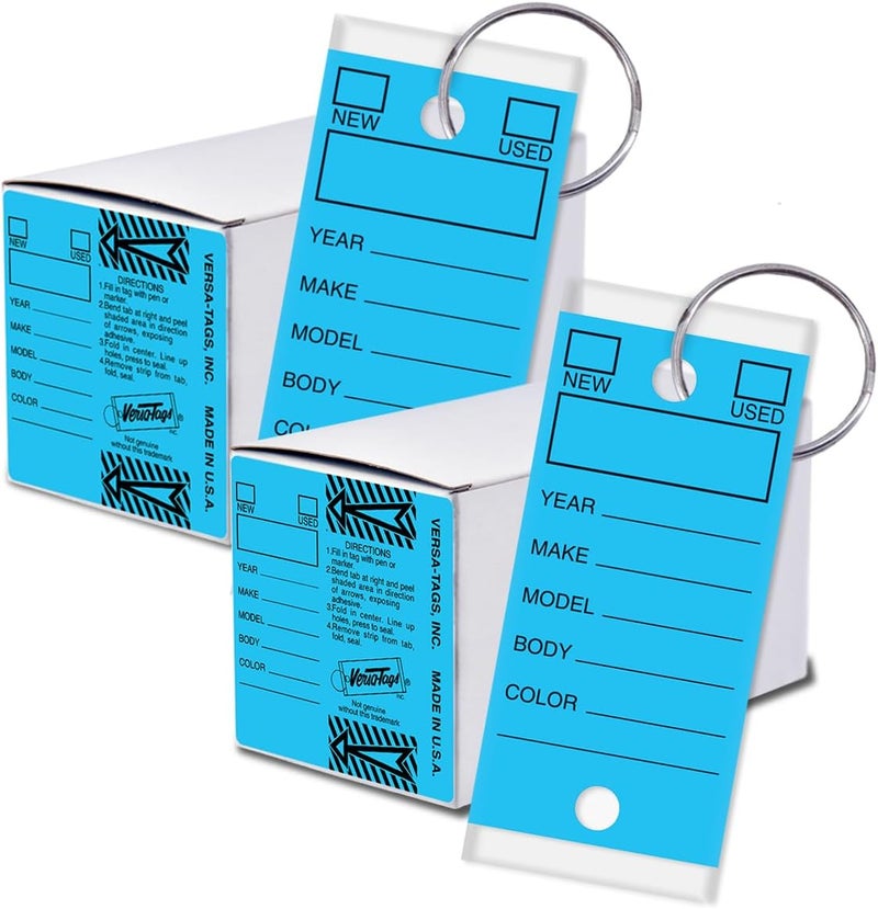 Versa-Tags 500 Per Box, Self-Protecting Paper Key Tags with Chrome-Plated Split Rings Perfect for Car Truck Or RV Dealersr Blue - Image 1