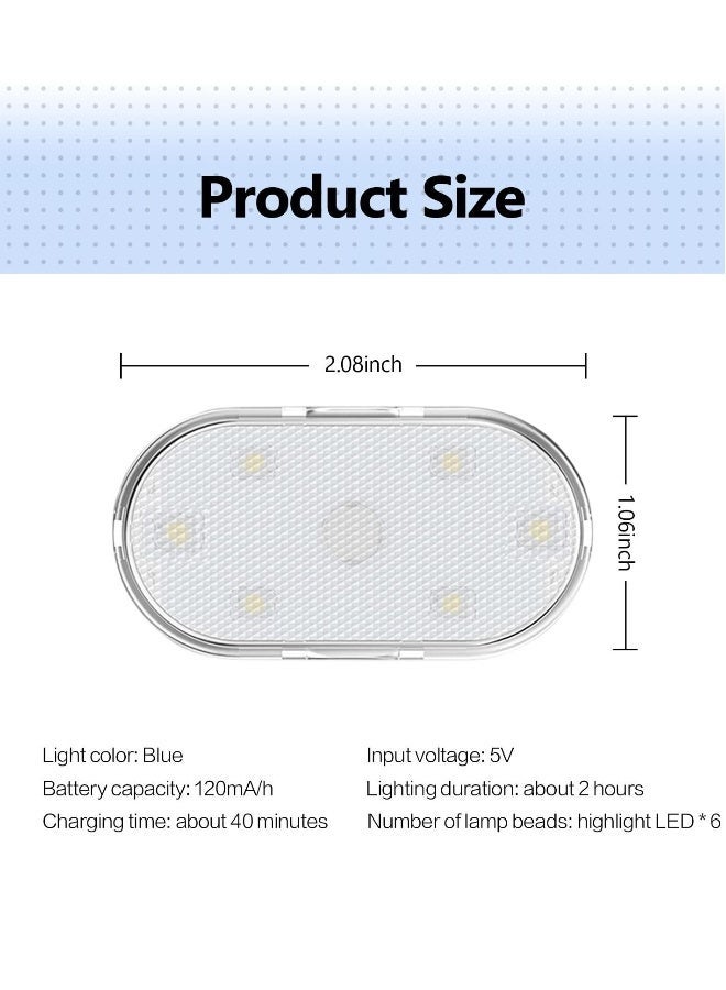 MUNTAQI Car LED Lights, Interior Portable Small Incar LED Touch Lights with 6 Bright LED Lamp Beads, USB Rechargeable Lighting Light Car Emergency Light (Purple Light) - Image 2