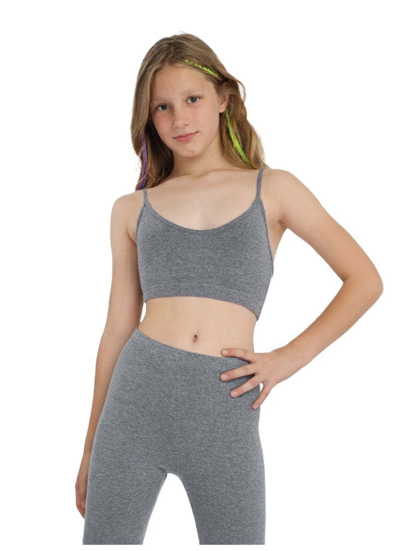 جولد كراون برا حمالة رفيعه قطن للبنات - رمادى - Image 1