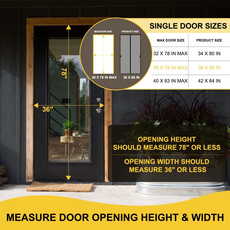 Iduontis Magnetic Screen Door -Fit for Door Size:36x78 Inch,Screen Door Size 38"x80"ï¼ŒHands Free Mesh Partition,Heavy Duty Curtain Keeps Bugs Out, Frame Hook & Loop, Pet and Kid Friendly - Image 2