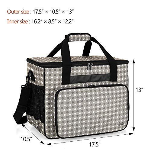 Teamoy Sewing Machine Case, Carrying Tote Bag Storage Organizer Compatible with Brother, Singer Sewing Machines and Accessories, Gray Dots - Image 5