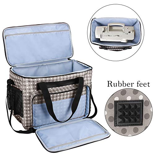 Teamoy Sewing Machine Case, Carrying Tote Bag Storage Organizer Compatible with Brother, Singer Sewing Machines and Accessories, Gray Dots - Image 3