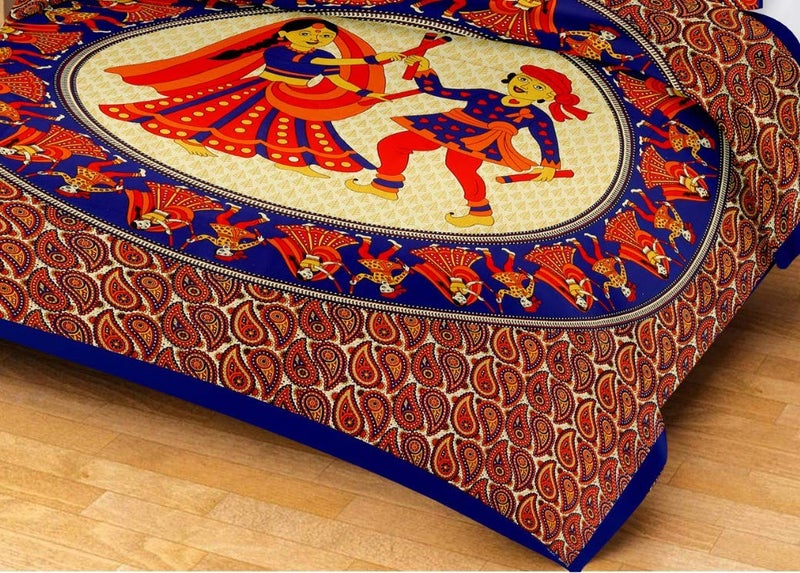 E Elma 100% Pure Cotton Rajasthani Tradition King Size Jaipuri Double Bedsheets with 2 Pillow Covers (Jaipuri Bedspreads) - Image 2
