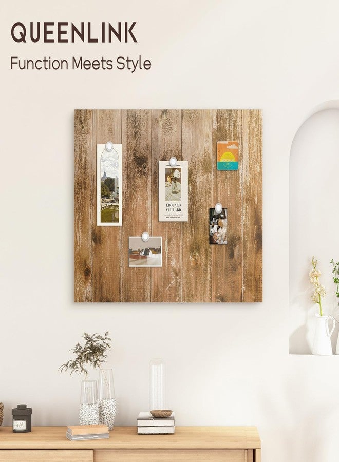 QUEENLINK Magnetic Dry Erase Board, 24'' x 18'' Decorative Magnetic Board for Wall, White Board Magnet Board Display Board, Brown Wood Plank - Image 2