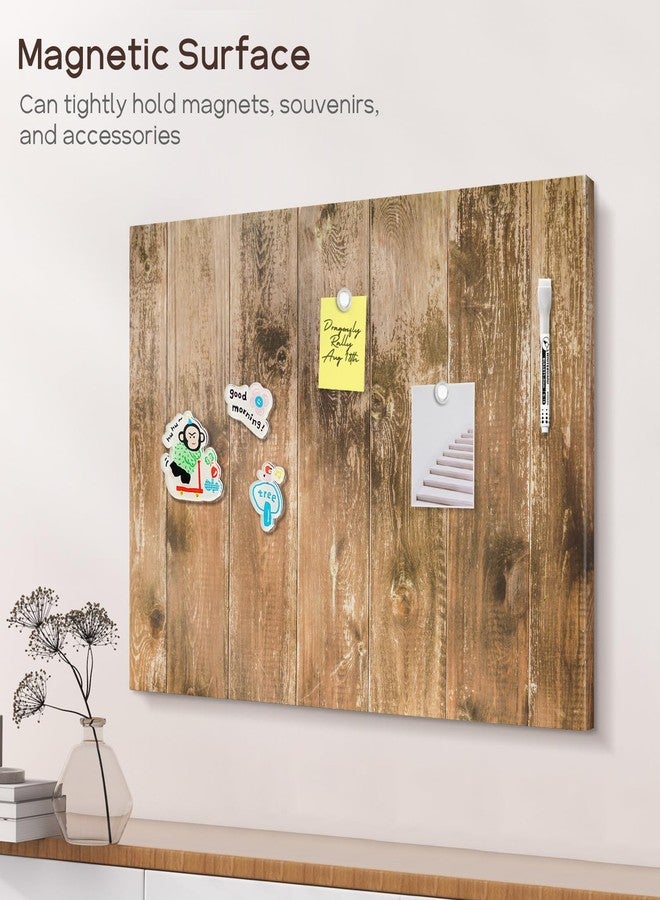 QUEENLINK Magnetic Dry Erase Board, 24'' x 18'' Decorative Magnetic Board for Wall, White Board Magnet Board Display Board, Brown Wood Plank - Image 4