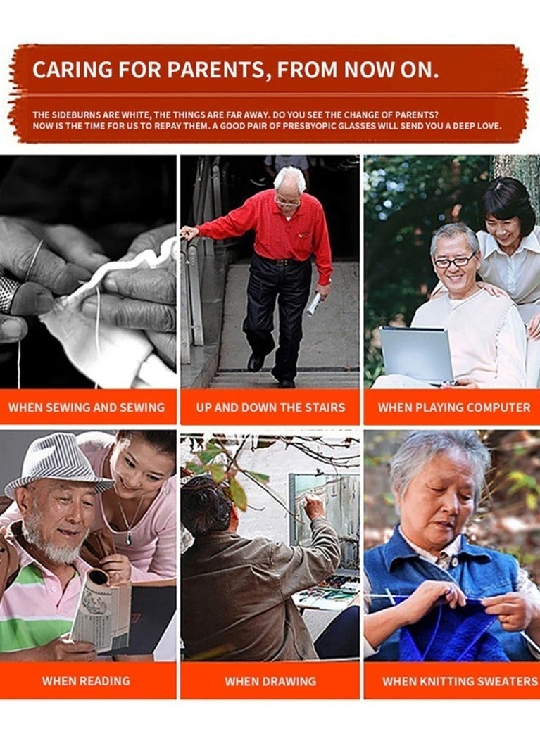 Reading Glasses  Men & WOMEN Presbyopia Glasses Spring Leg Business, Comes with a special eyeglasses box and a free cotton handkerchief - Image 5