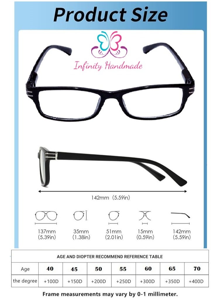 Reading Glasses  Men & WOMEN Presbyopia Glasses Spring Leg Business, Comes with a special eyeglasses box and a free cotton handkerchief - Image 3