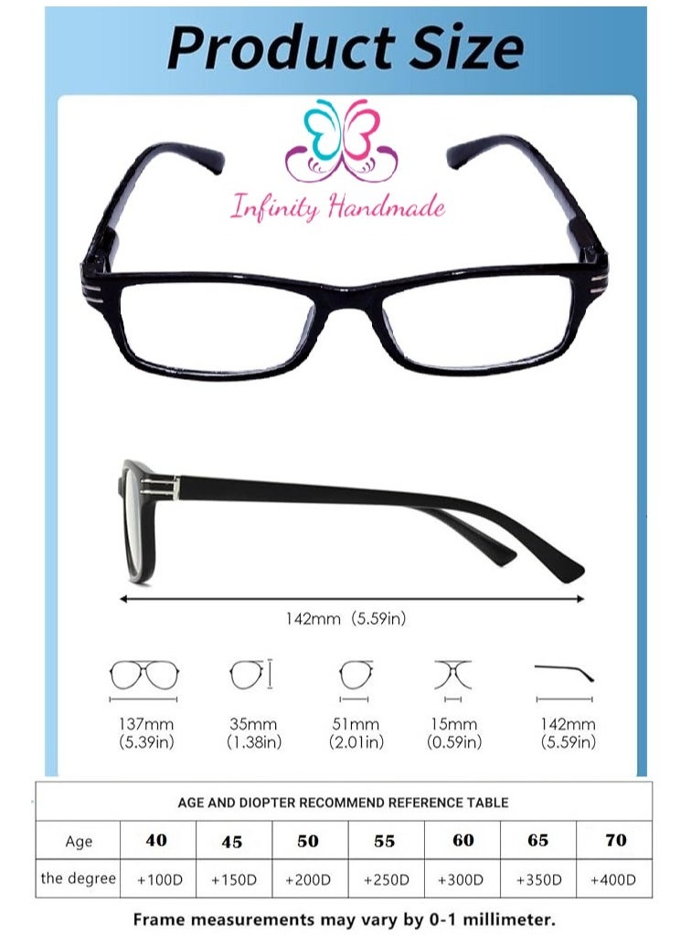 ماركة غير محددة Reading Glasses  Men & WOMEN Presbyopia Glasses Spring Leg Business, Comes with a special eyeglasses box and a free cotton handkerchief, Exclusive from Seller INFINITYHANDMADE Only  - Image 4
