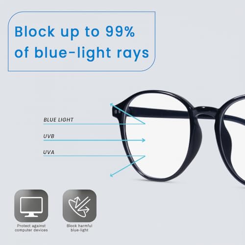 RAYBLOC Pack of 2 UV Protection Glasses Blue Cut Blocking Harmful Rays Glasses for Men & Women Zero Power Computer Specs Eye Protection for Lightweight Frame with Case & Cleaning Cloth - Image 5
