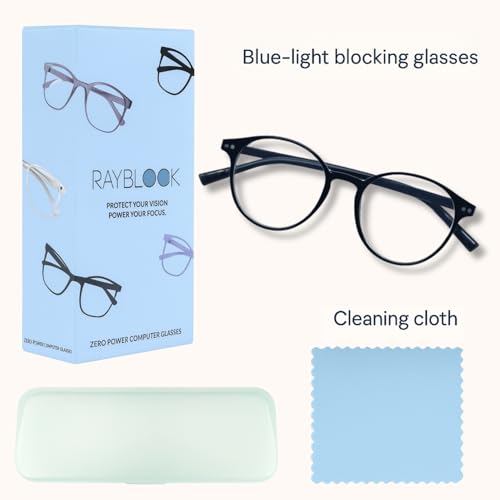 RAYBLOC Pack of 2 UV Protection Glasses Blue Cut Blocking Harmful Rays Glasses for Men & Women Zero Power Computer Specs Eye Protection for Lightweight Frame with Case & Cleaning Cloth - Image 3