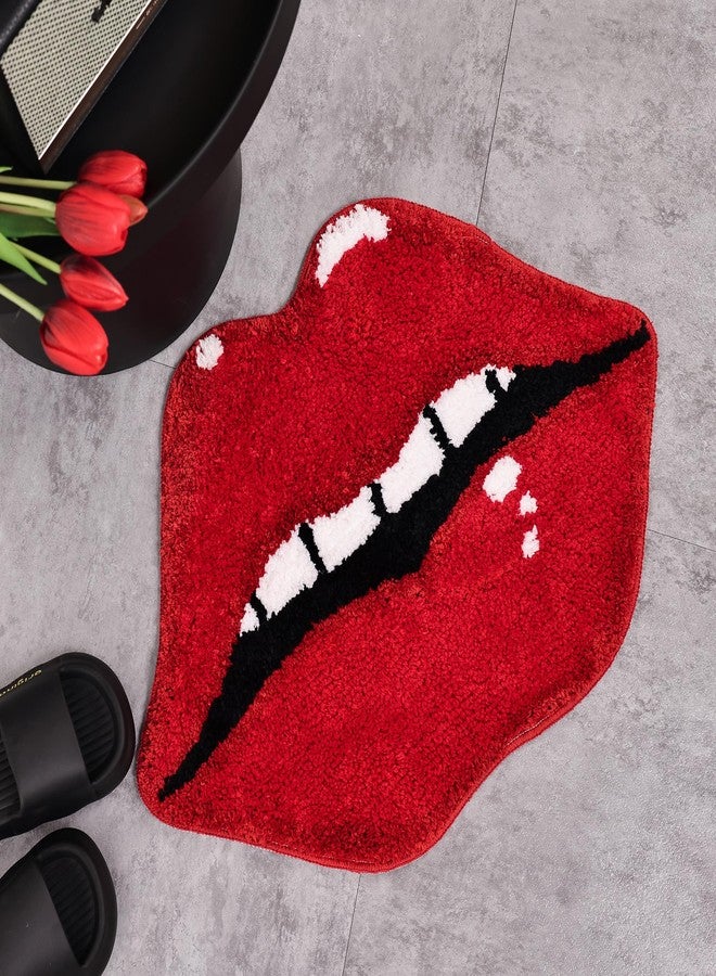 Panstar Lips Shaped Bathroom Rug, Cute Red Bath Mat Non Slip, Absorbent, Plush Shower Rugs For Bathtub - Image 5