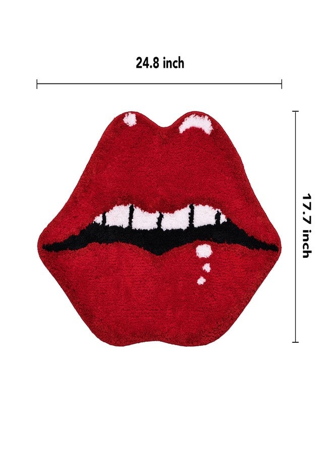 Panstar Lips Shaped Bathroom Rug, Cute Red Bath Mat Non Slip, Absorbent, Plush Shower Rugs For Bathtub - Image 3