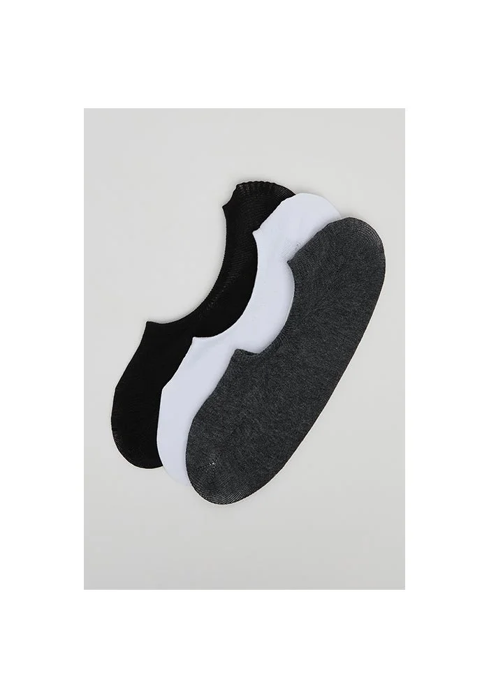 3 Pack Textured No-Show Socks