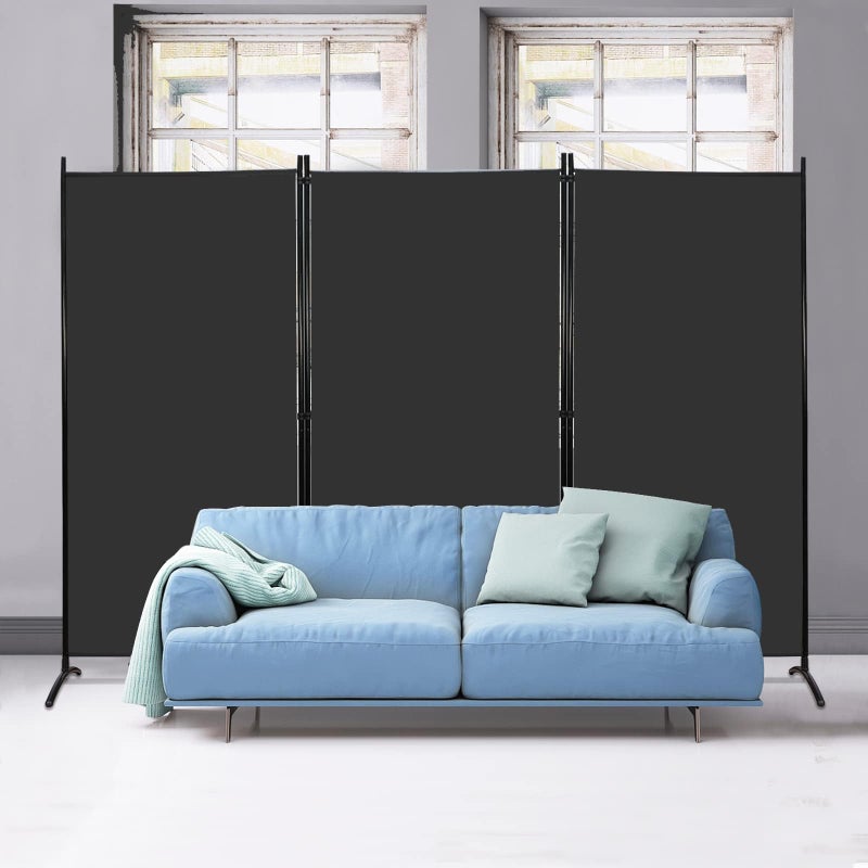 MAYOLIAH Partition Room Dividers 3 Panel Folding Privacy Screens 6 Ft Tall Portable Office Walls Dividers for Room Separator 102x20x71 Black