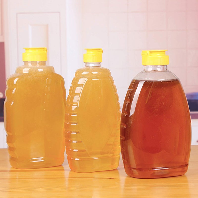 Lainrrew 6 Pcs 12 Oz Honey Jars, Plastic Honey Bottles Clear Empty Honey Containers Honey Dispenser Squeeze Honey Bottle with Leak Proof Flip-Top Caps for Storing and Dispensing (12oz) - Image 2