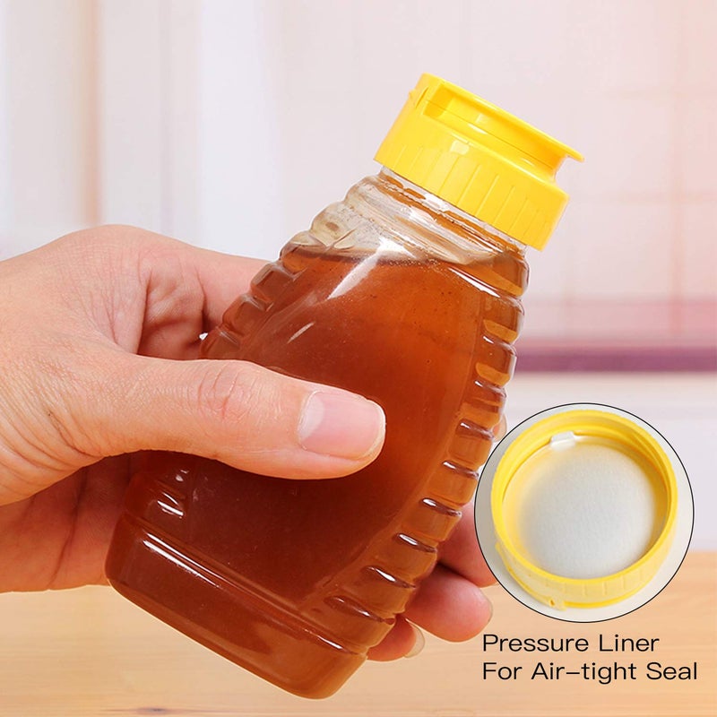 Lainrrew 6 Pcs 12 Oz Honey Jars, Plastic Honey Bottles Clear Empty Honey Containers Honey Dispenser Squeeze Honey Bottle with Leak Proof Flip-Top Caps for Storing and Dispensing (12oz) - Image 4