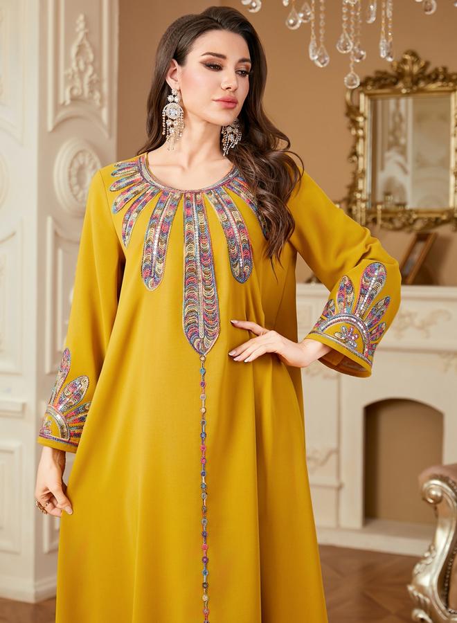 Take Two Women Sequin Panel Long Sleeve Jalabiya - Image 2