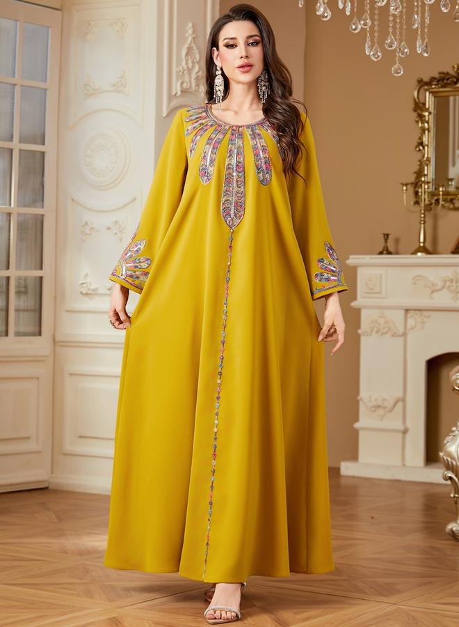 Take Two Women Sequin Panel Long Sleeve Jalabiya - Image 1