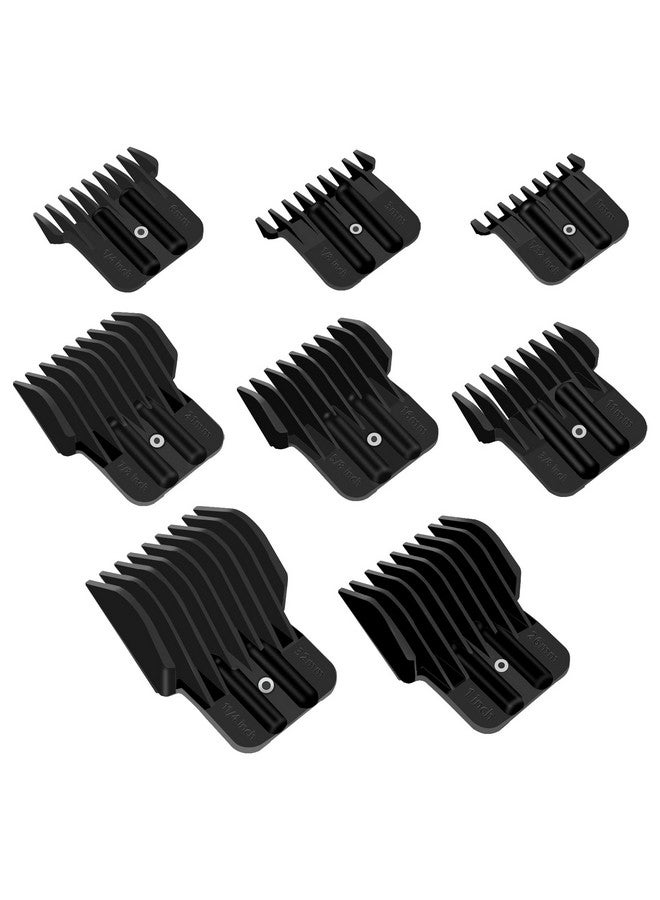 CR8GR8 8 Pack Clipper Guards for Wahl Detailer & Andis T Outliner & BaByliss PRO, 1/32" to 11/4" Universal Hair Clipper Guards Set, Snap-on Blade Attachment Combs with Springs for Most Hair Clippers, Black - Image 1