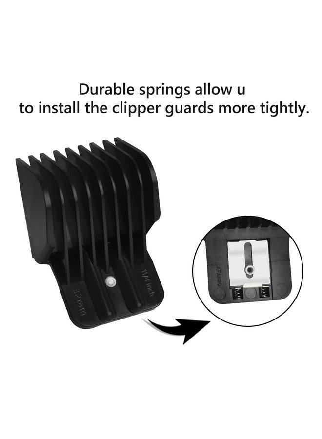 CR8GR8 8 Pack Clipper Guards for Wahl Detailer & Andis T Outliner & BaByliss PRO, 1/32" to 11/4" Universal Hair Clipper Guards Set, Snap-on Blade Attachment Combs with Springs for Most Hair Clippers, Black - Image 4