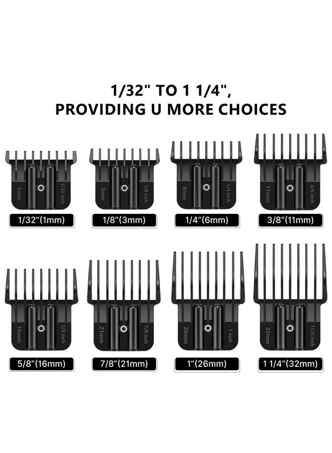 CR8GR8 8 Pack Clipper Guards for Wahl Detailer & Andis T Outliner & BaByliss PRO, 1/32" to 11/4" Universal Hair Clipper Guards Set, Snap-on Blade Attachment Combs with Springs for Most Hair Clippers, Black - Image 3