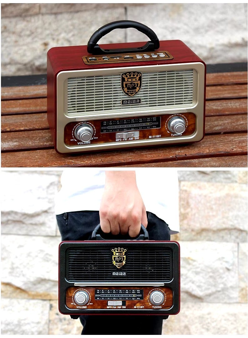 MEIER M-111BT Portable Antique Radio Nostalgic Wooden Retro FM Radio With AM | FM | SW Band Frequency, USB | SD | TF Card Slot, AUX and Bluetooth Remote Modern Feature Vintage Radio - Image 5