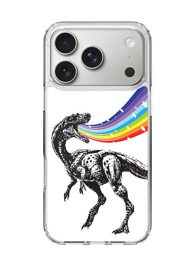 Stylizedd Classic Clear MagSafe Case for iPhone 17 Pro , Hybrid Soft Case Flexible Edges Anti Drop TPU PC Gel Thin Transparent Cover [ Designed for iPhone 17 Pro ] - Rainbow Dino