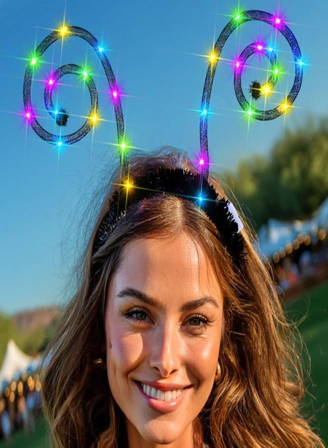 Zoestar Light Up Butterfly Antenna Headband Led Spiral Hairband Glowing Halloween Costume Hair Accessories for Women - Image 2