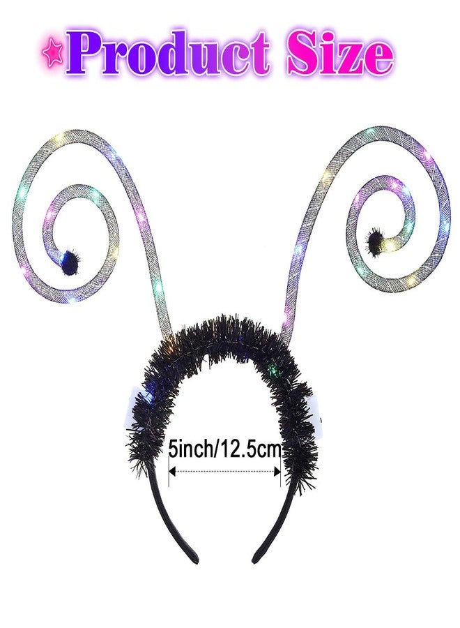 Zoestar Light Up Butterfly Antenna Headband Led Spiral Hairband Glowing Halloween Costume Hair Accessories for Women - Image 4