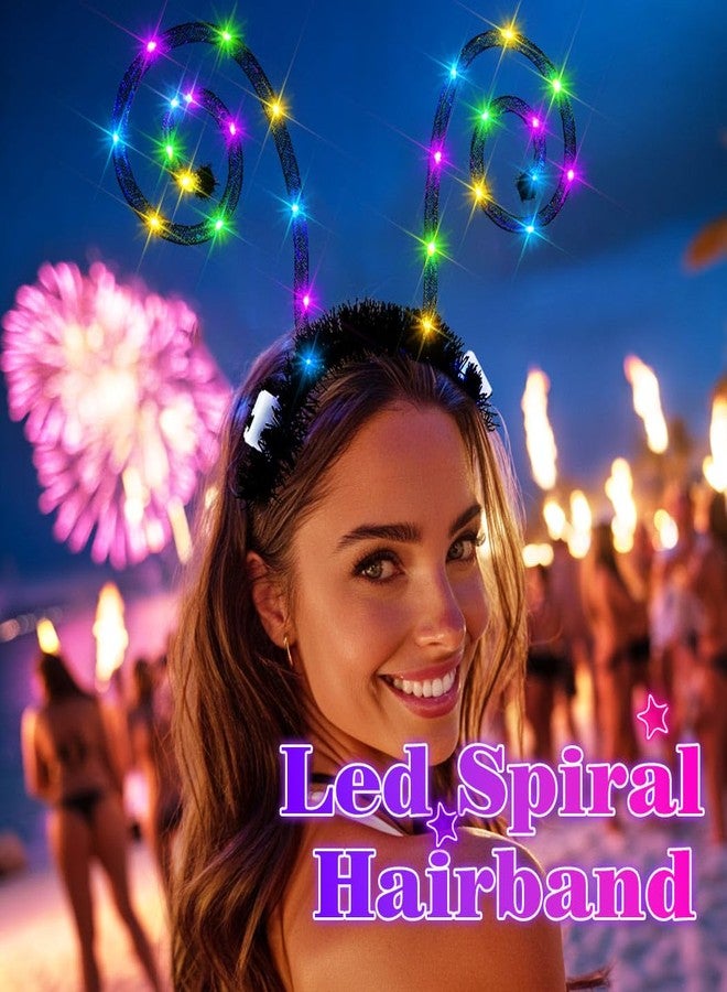 Zoestar Light Up Butterfly Antenna Headband Led Spiral Hairband Glowing Halloween Costume Hair Accessories for Women - Image 3