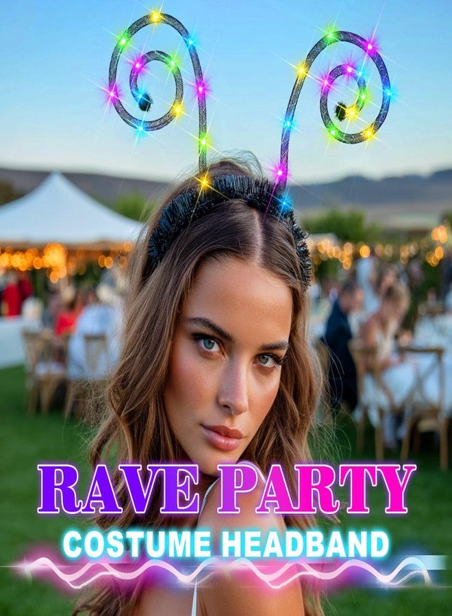 Zoestar Light Up Butterfly Antenna Headband Led Spiral Hairband Glowing Halloween Costume Hair Accessories for Women - Image 5