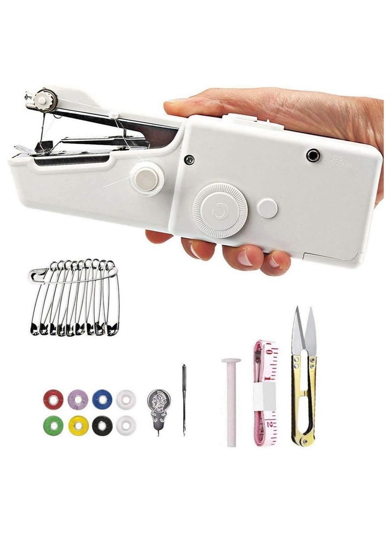 دلفينو ماكينة خياطة صغيرة محمولة باليد، خياطة يدوية سريعة من DELFINO، خياطة يدوية محمولة بدون أسلاك مع ملحقات لملابس القماش للمبتدئين والأطفال... - Image 1