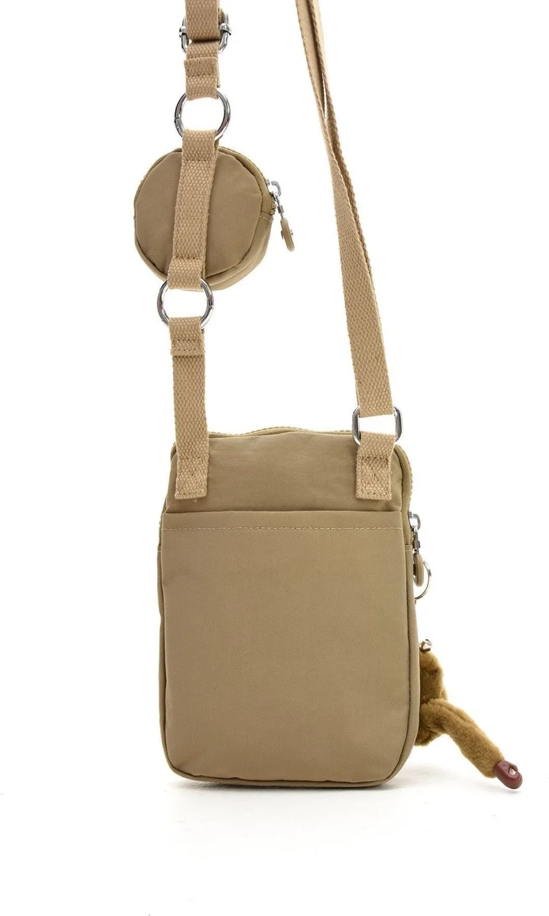 Sanmorris Women's Crinkle Fabric Water Resistant Crossbody Bag Beige Color Coin Purse