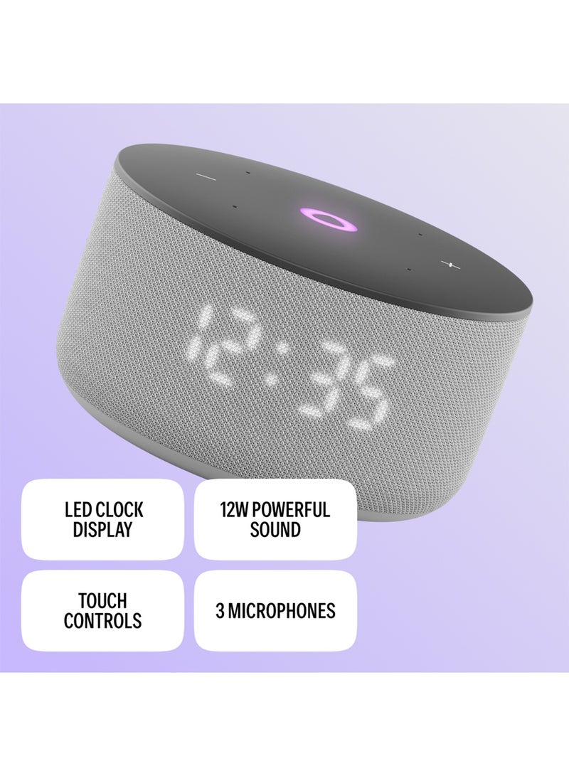 Yasmina Yango Yasmina Smart AI Speaker, Arabic & English, 12W Sound, LED Display, Study & Home Routine Assistant, Quran grey - Image 5