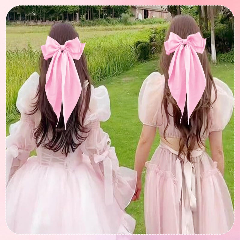 illpta Large Satin Bow Barrettes Clips in Pink - Hair Accessories for Women - Image 2