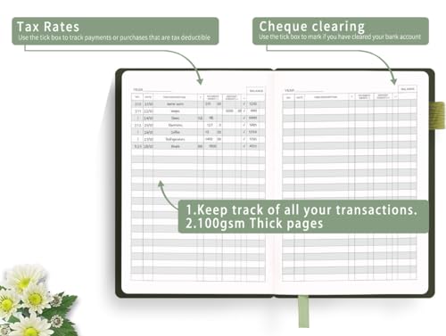Blugool Check Registers for Personal Checkbook, Blugool Checkbook Register with Check & Transaction Registers, Accounting Ledger Log Book for Personal and Work, 5.8" x 8.3" (Green) - Image 3