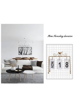 SYOSI Portable Desk Calendar Metal Perpetual Calendar Flip Desk Calendar Bird Iron Calendar Desktop Standing Desk CalendarWhite, Black, Gold 8.6x3.7x8.2 Desk Calendar Gift Color: Gold  - Image 5