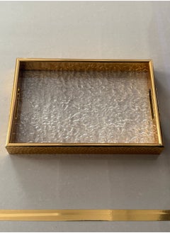 Generic 2-Piece Rectangular Wood and Glass Serving Tray Set  - Image 3